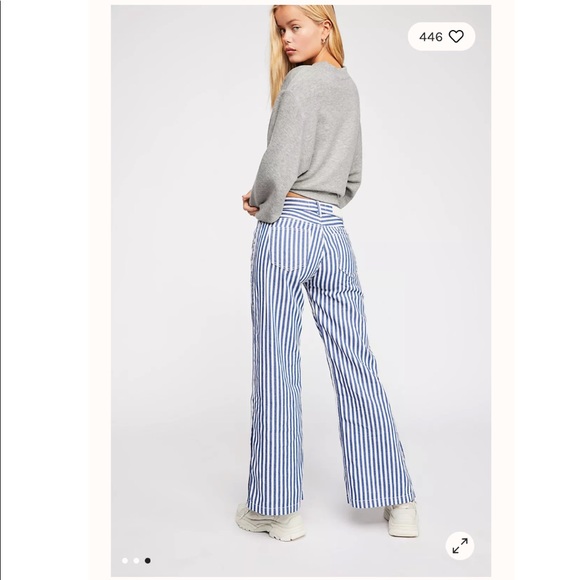 Zee Gee Why Sweeper Snap Stripe Wide-Leg Jeans 31 - Picture 2 of 15